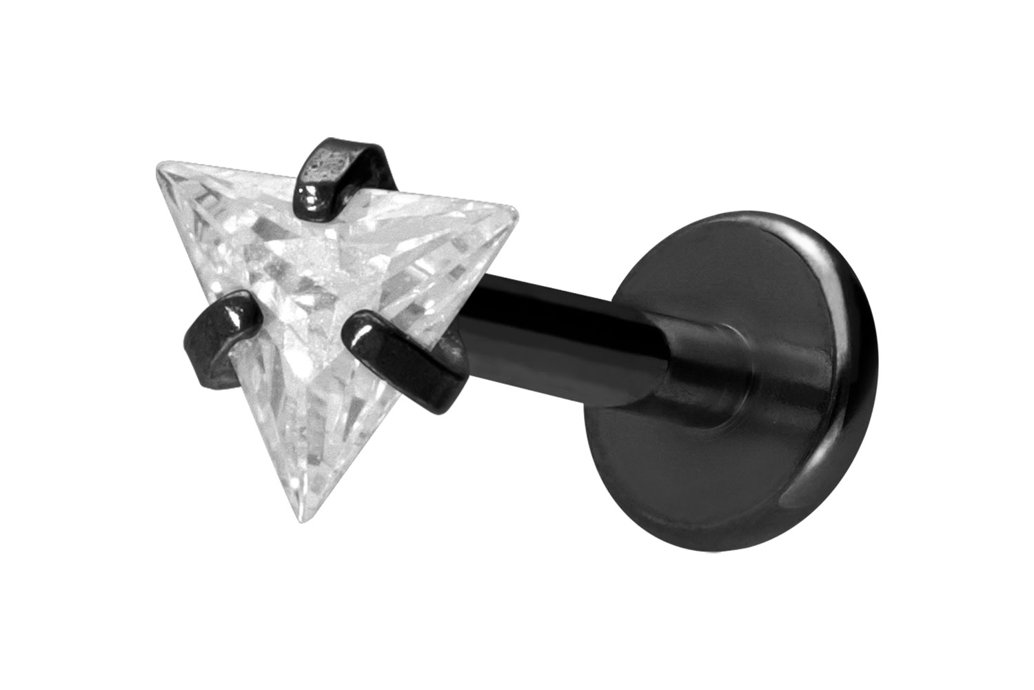 Titan Labret Piercing mit Innengewinde EINGEFASSTES KRISTALLDREIECK